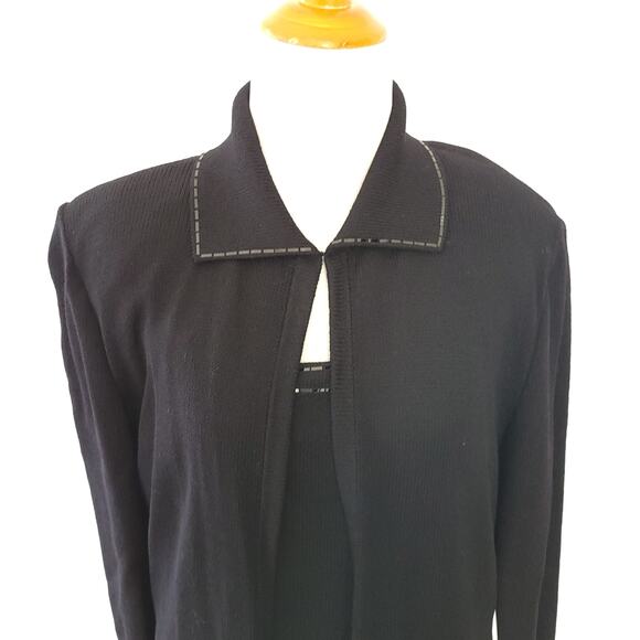 Vintage St. John Santana Knit Twinset Pailette Black Tank Cardigan Multi Sizes - Picture 2 of 16